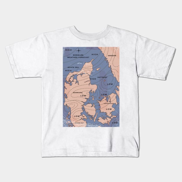 Denmark vintage Weather forecast Kids T-Shirt by nickemporium1